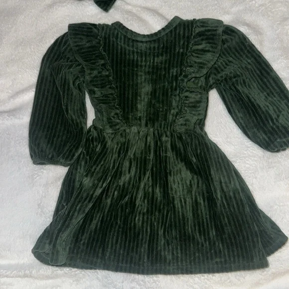 RZ by Rachel Zoe Green Girls 6/9M Dress with Bow and Tights - Picture 6 of 6